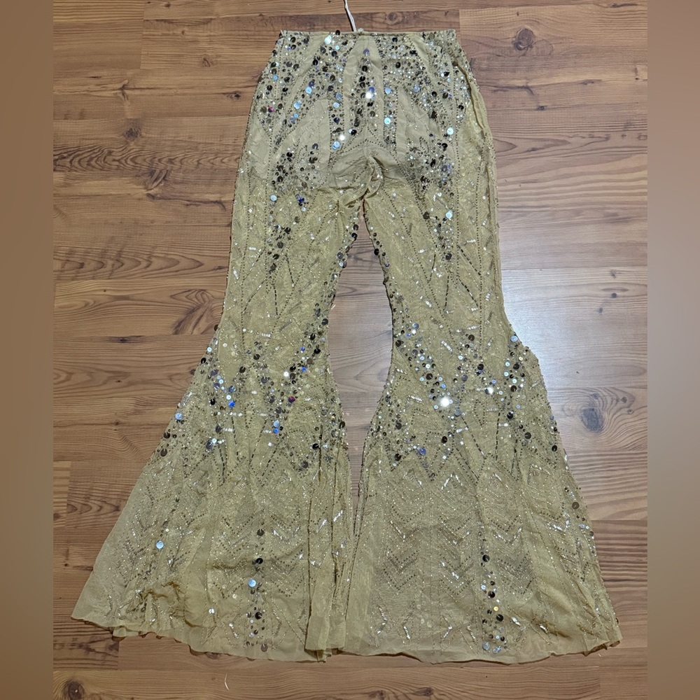Anthropologie Sequin Flare Pants